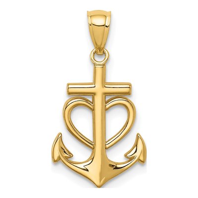 14K Yellow Gold Anchor Pendant