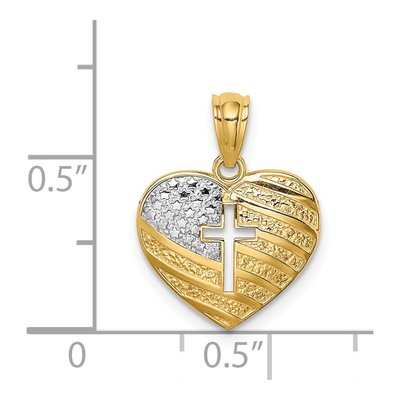 14K Yellow Gold US Flag Cross Heart Pendant – view 5