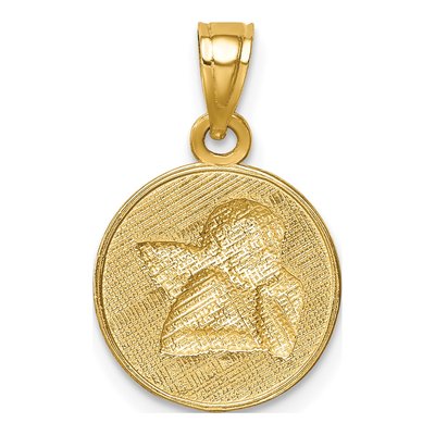 14K Yellow Gold Angel Round Pendant – view 4