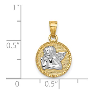 14K Yellow Gold Angel Round Pendant – view 5