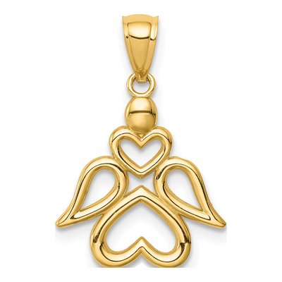 14K Yellow Gold Cut-Out Angel Pendant