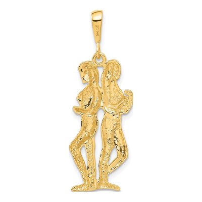 14K Yellow Gold Gemini Zodiac Pendant – view 4