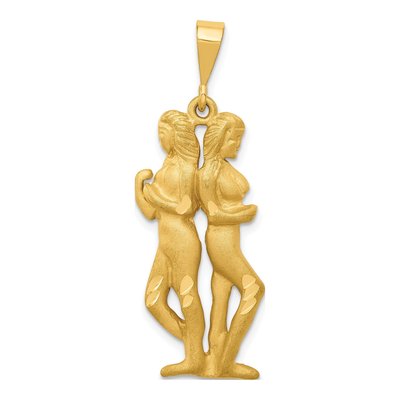 14K Yellow Gold Gemini Zodiac Pendant