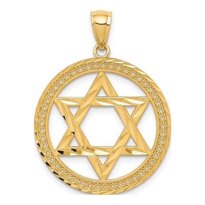 14K Yellow Gold Star of David Pendant