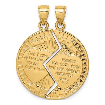 14K Yellow Gold 2-Piece Break-Apart Mizpah Pendant