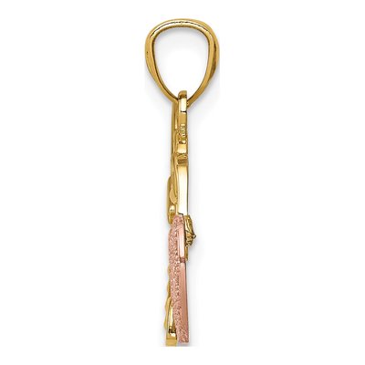 14K Two-Tone Gold Heart Lock Key Pendant – view 3