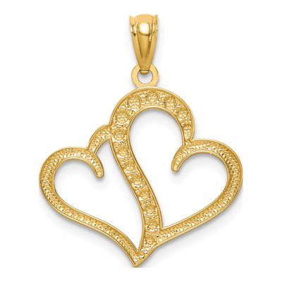 14K Yellow Gold Double Heart Pendant – view 4