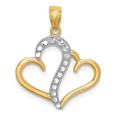 14K Yellow Gold Double Heart Pendant