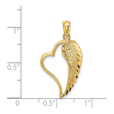 14K Yellow Gold Heart Wing Pendant – view 3