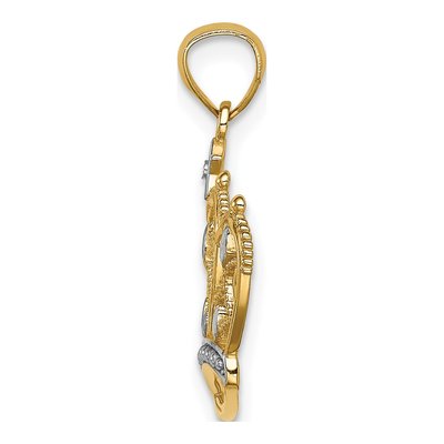 14K Yellow Gold Diamond-Cut Filigree Crown Pendant – view 3