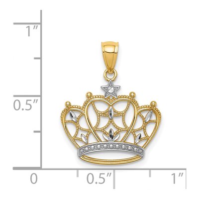 14K Yellow Gold Diamond-Cut Filigree Crown Pendant – view 5