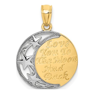 14K Yellow Gold Love You to Moon Pendant