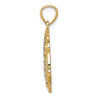 14K Yellow Gold Owl on Moon Pendant – view 3