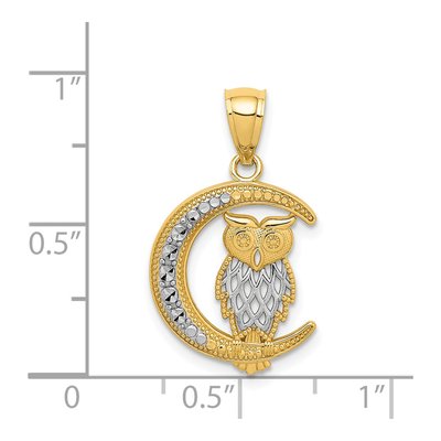 14K Yellow Gold Owl on Moon Pendant – view 5
