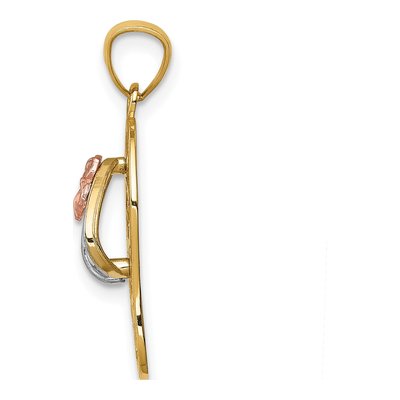 14K Tri-Color Gold Plumeria Sandal Pendant – view 3