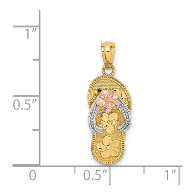 14K Tri-Color Gold Plumeria Sandal Pendant – view 5