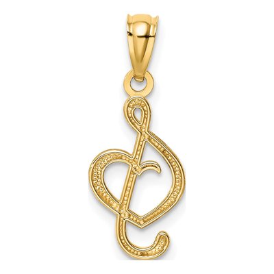 14K Yellow Gold Treble Clef Heart Pendant – view 4