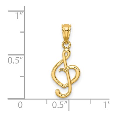 14K Yellow Gold Treble Clef Heart Pendant – view 5