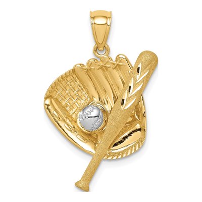 14K Yellow Gold Baseball Bat Pendant