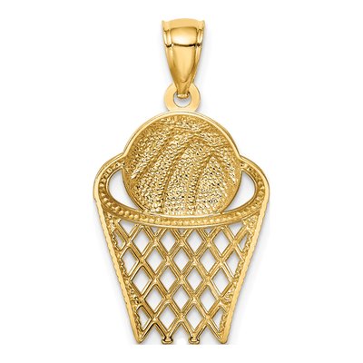 14K Yellow Gold Basketball Hoop Pendant – view 4