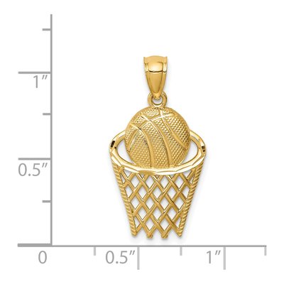 14K Yellow Gold Basketball Hoop Pendant – view 5