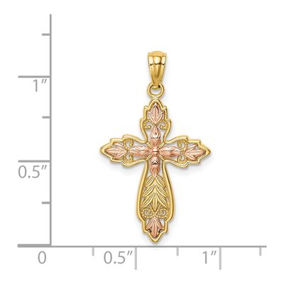 14K Two-Tone Gold Cross Pendant – view 5