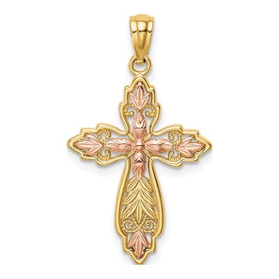 14K Two-Tone Gold Cross Pendant