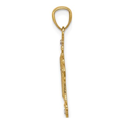 14K Yellow Gold Diamond-Cut Cross Pendant – view 3