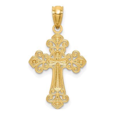 14K Yellow Gold Diamond-Cut Cross Pendant – view 4