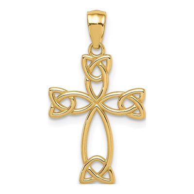 14K Yellow Gold Celtic Knot Cross Pendant
