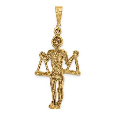 14K Yellow Gold Libra Zodiac Pendant – view 4