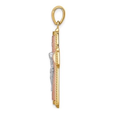 14K Two-Tone Gold INRI Crucifix Pendant – view 3