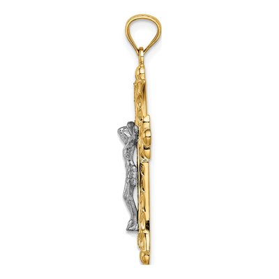 14K Two-Tone Gold Florentine Crucifix Pendant – view 3