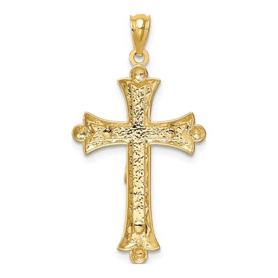 14K Two-Tone Gold Florentine Crucifix Pendant – view 4