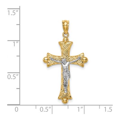 14K Two-Tone Gold Florentine Crucifix Pendant – view 5