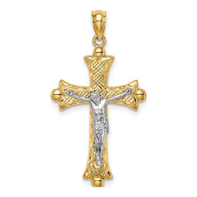 14K Two-Tone Gold Florentine Crucifix Pendant