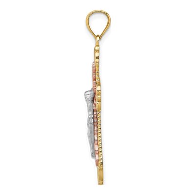 14K Tri-Color Gold Diamond-Cut Crucifix Pendant – view 3
