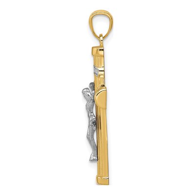 14K Two-Tone Gold INRI Crucifix Pendant – view 3
