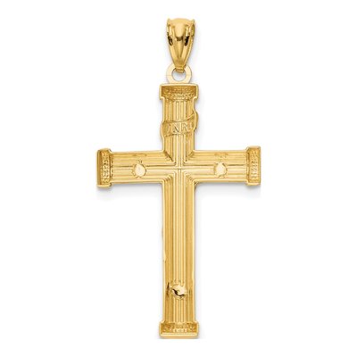 14K Two-Tone Gold INRI Crucifix Pendant – view 4