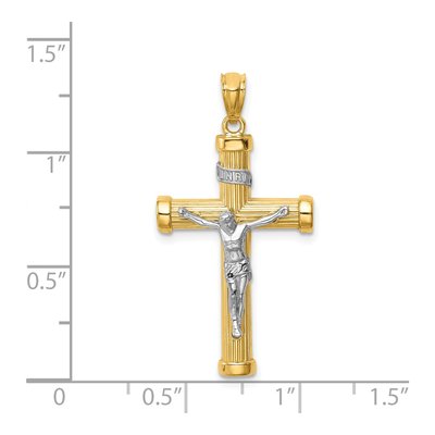 14K Two-Tone Gold INRI Crucifix Pendant – view 5