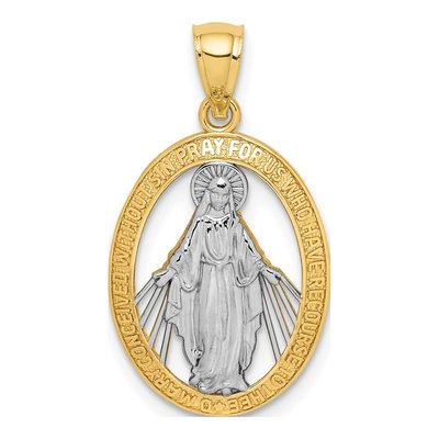 14K Yellow Gold Miraculous Medal Pendant