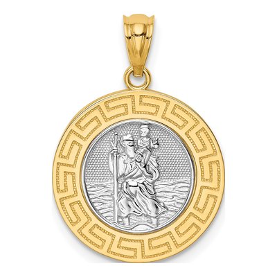 14K Yellow Gold St Christopher Medal Pendant