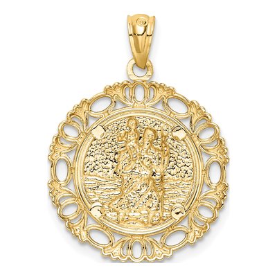 14K Yellow Gold St Christopher Medal Pendant – view 4