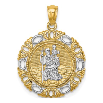 14K Yellow Gold St Christopher Medal Pendant