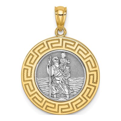 14K Yellow Gold St Christopher Medal Pendant
