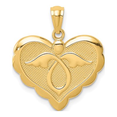 14K Yellow Gold Angel Heart Pendant