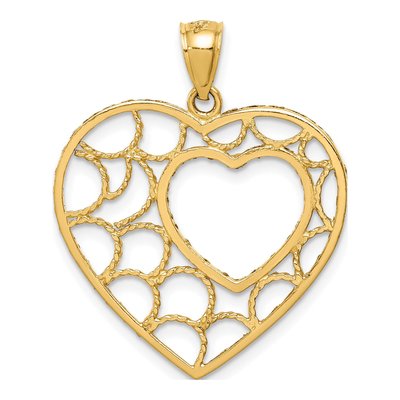 14K Yellow Gold Diamond-Cut Heart Pendant – view 4