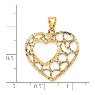 14K Yellow Gold Diamond-Cut Heart Pendant – view 5