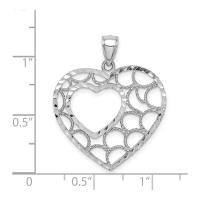 14K White Gold Diamond-Cut Heart Pendant – view 5