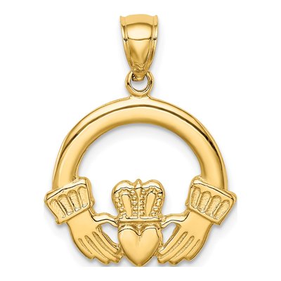 14K Yellow Gold Claddagh Pendant